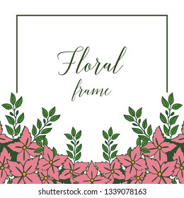 Vector illustration elegant crowd pink floral frame hand drawn