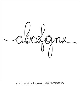 Vector illustration of elegant cursive alphabet lettering on white background for design and decoration purposes.