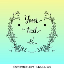 Vector illustration. Elegant and cute illustration. Wedding frame for the invitation of the petals and twigs. Printing for textile and industrial purposes. Beautiful romantic frame of flowers.