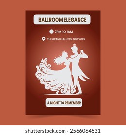 Vector Illustration with elegant dancing couple on white background. Design template for banner,