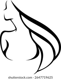 Vector Illustration Elegant Female Profile Line Art