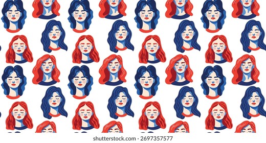 Ilustración vectorial elegante patrón de retrato femenino