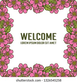 Vector illustration elegant floral frame for lettering card welcome hand drawn