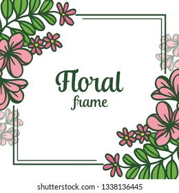 Vector illustration elegant floral frame blooms with white background