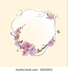 Vector illustration of elegant floral frame with beautiful roses