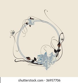 Vector illustration of elegant floral frame with beautiful roses