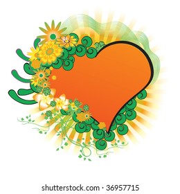 Vector illustration of elegant floral frame with heart shape