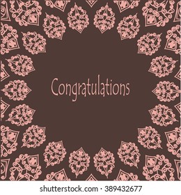 Vector illustration of elegant, gentle background for a card. Wedding illustration mandala in the Islamic, ethnic style.