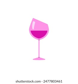 Ilustración vectorial de una elegante copa de cristal con vino tinto, resaltada sobre un fondo blanco. Un icono conciso para el diseño de bebidas alcohólicas