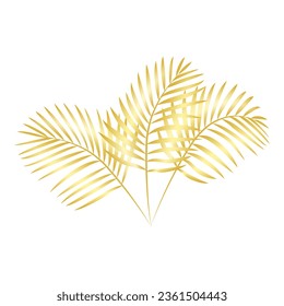 A vector illustration with elegant golden ferns. Golden tropical palm leaf. For packaging cosmetics, perfumes, postcards, invitation to the wedding, covers, tourism, patch printing, home decor.