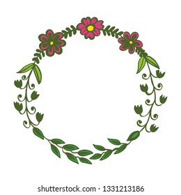 Vector illustration elegant green leaf flower frame hand drawn