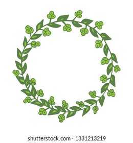 Vector illustration elegant green leaf flower frame hand drawn