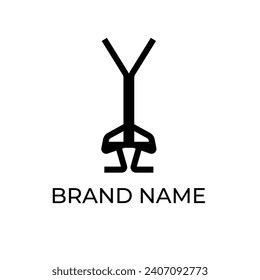vector illustration of an elegant logo template combining the letter Y like an upturned hand and a shape like a chair with two legs at the bottom.