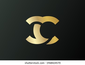 Vector Illustration of Elegant Luxurious Golden letter C. Vintage Modern Logo Line Art Design Template