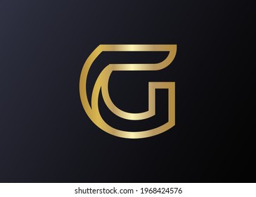 Vector Illustration of Elegant Luxurious Golden letter G. Vintage Modern Logo Line Art Design Template