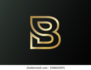 Vector Illustration of Elegant Luxurious Golden letter B. Vintage Modern Logo Line Art Design Template