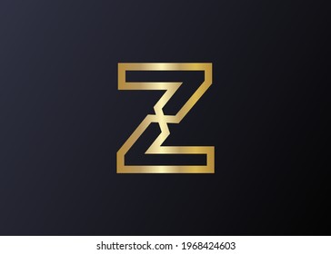 Ilustración vectorial de la lujosa letra dorada elegante Z. Plantilla de diseño de líneas de arte con logotipo moderno