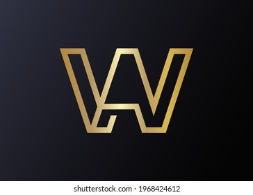 Vector Illustration of Elegant Luxurious Golden letter W and A. Vintage Modern Logo Line Art Design Template