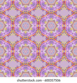 Vector illustration. Elegant Merry Christmas or Happy New Year 2018 seamless pattern with multicolored ornament on a neutral background.