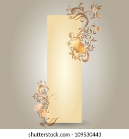 Vector illustration of elegant, modern floral, glowing abstract vertical banner