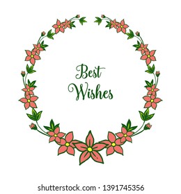 Vector illustration elegant orange flower frame for decor best wishes