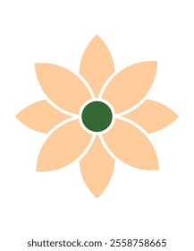 Vector illustration of an elegant orange flower with pointed petals and a green center. Perfect for floral designs, nature themes, or decorative projects.
