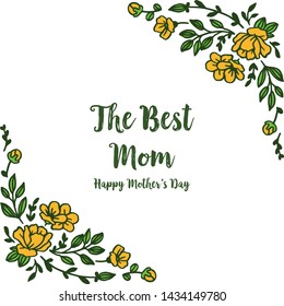 Vector illustration elegant orange wreath frames for greeting card of best mom