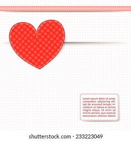 vector illustration. Elegant paper scrapbook card with heart.  Valentines Day