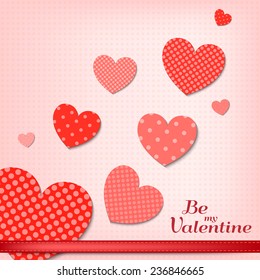vector illustration. Elegant paper scrapbook card with heart.  Valentines Day