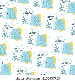Vector illustration of elegant pattern with cute leaves and animals. Perfect for decoration