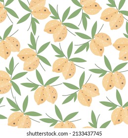 Vector illustration of elegant pattern with cute leaves and animals. Perfect for decoration