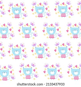 Vector illustration of elegant pattern with cute leaves and animals. Perfect for decoration