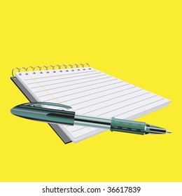 Vector Illustration of elegant pen and notebook.
