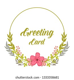 Vector illustration elegant pink flower frame for greeting card writing hand drawn