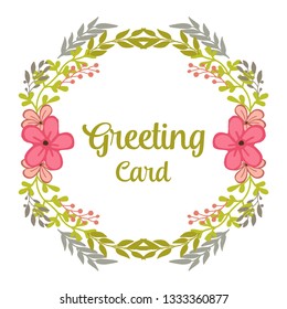 Vector illustration elegant pink flower frame for greeting card writing hand drawn