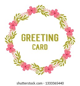 Vector illustration elegant pink flower frame for greeting card writing hand drawn