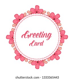 Vector illustration elegant pink flower frame for greeting card writing hand drawn