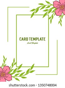 Vector illustration elegant pink flower frame for writing card template hand drawn