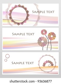 vector illustration of elegant pink and red pastel  flowers business card set