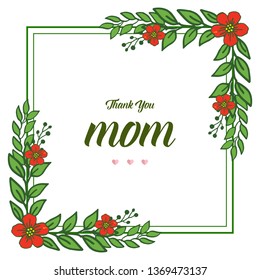 Vector illustration elegant red flower frame for card love mom hand drawn
