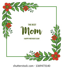 Vector illustration elegant red flower frame for card love mom hand drawn