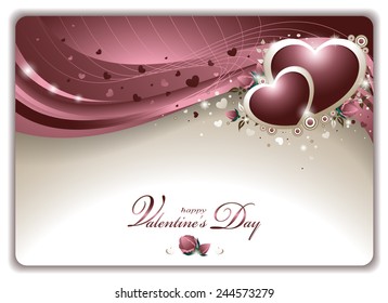 Vector Illustration of an Elegant Romantic Valentine's Card with Hearts and Roses 