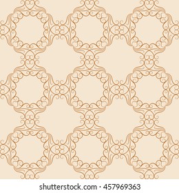 Vector illustration. Elegant seamless oriental ornament brown and golden hues in the Baroque style. Design background with oriental elements.