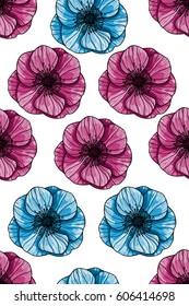 Vector illustration. Elegant seamless pattern of flowers.