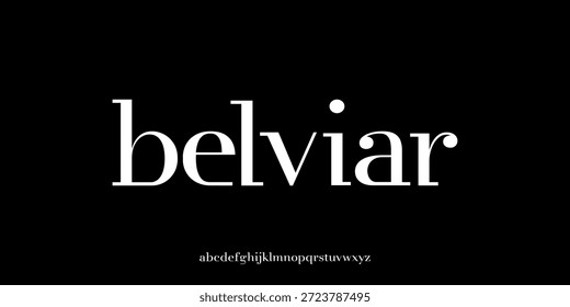Ilustración vectorial de una elegante pantalla de letras de alfabeto de estilo serif con un toque clásico y moderno.
