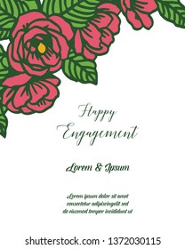 Vector illustration elegant style of floral frame for invitation happy engagement hand drawn