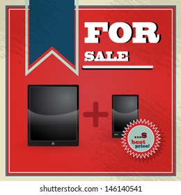 Vector illustration of elegant vintage best price offer for smartphone and tablet