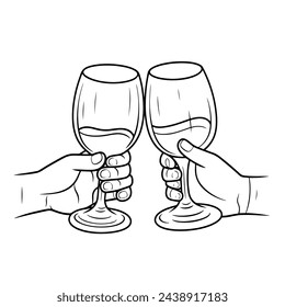 Vector illustration of elegant wineglasses toasting, perfect for celebrations.