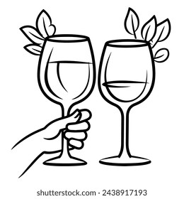 Vector illustration of elegant wineglasses toasting, perfect for celebrations.
