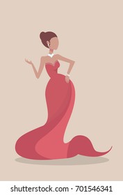 Vector Illustration of a elegant woman in a red dress